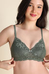 Zivame Dreamcatcher Padded Non Wired Medium Coverage Lace Bra - Four Leaf Clover — thumbnail 4